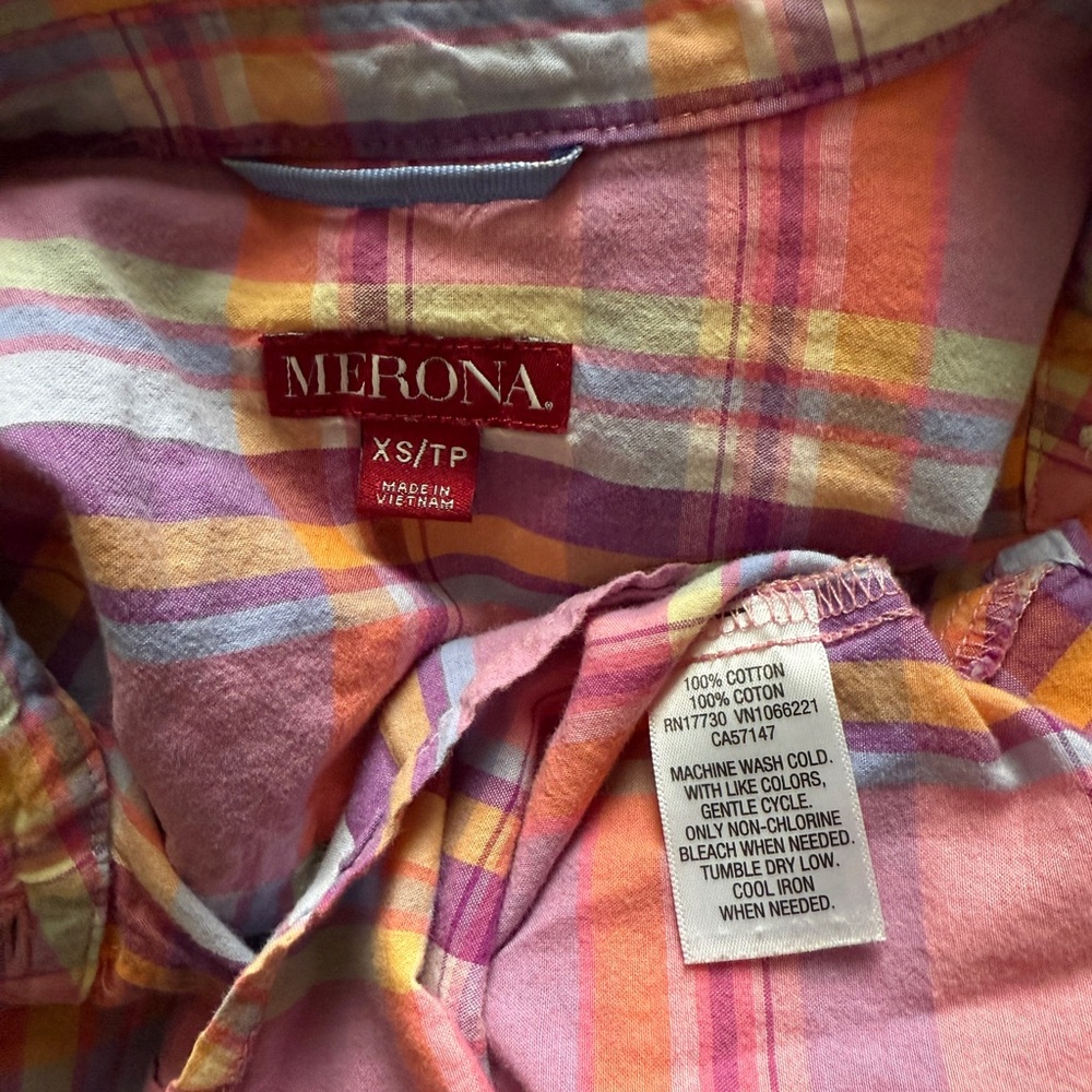 Merona Multicolor Pink Plaid Shirt - Picture 3 of 3